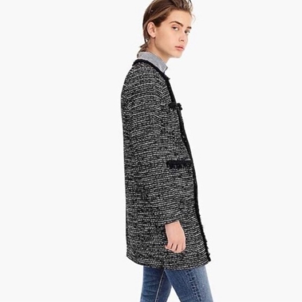Jcrew Tweed Lurex Lady Day Coat with Braided Trim 4